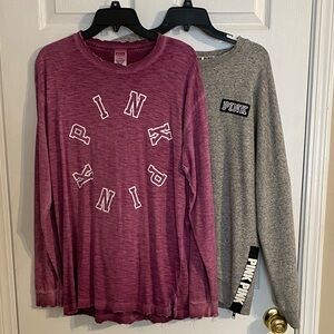 PINK Victoria's Secret Long Sleeve Tee and sweatshirt - Pink and Gray